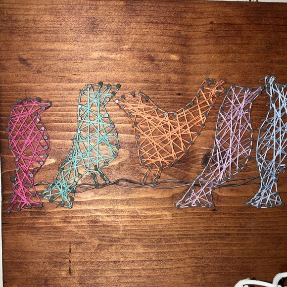 Hand Crafted Multicolor String Art Bird Decor Wood Wall Art - Picture 3 of 3